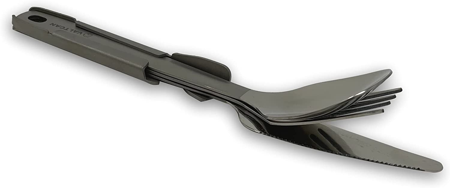 Valtcan Titanium Folding Cutlery 3 PC Utensil Set